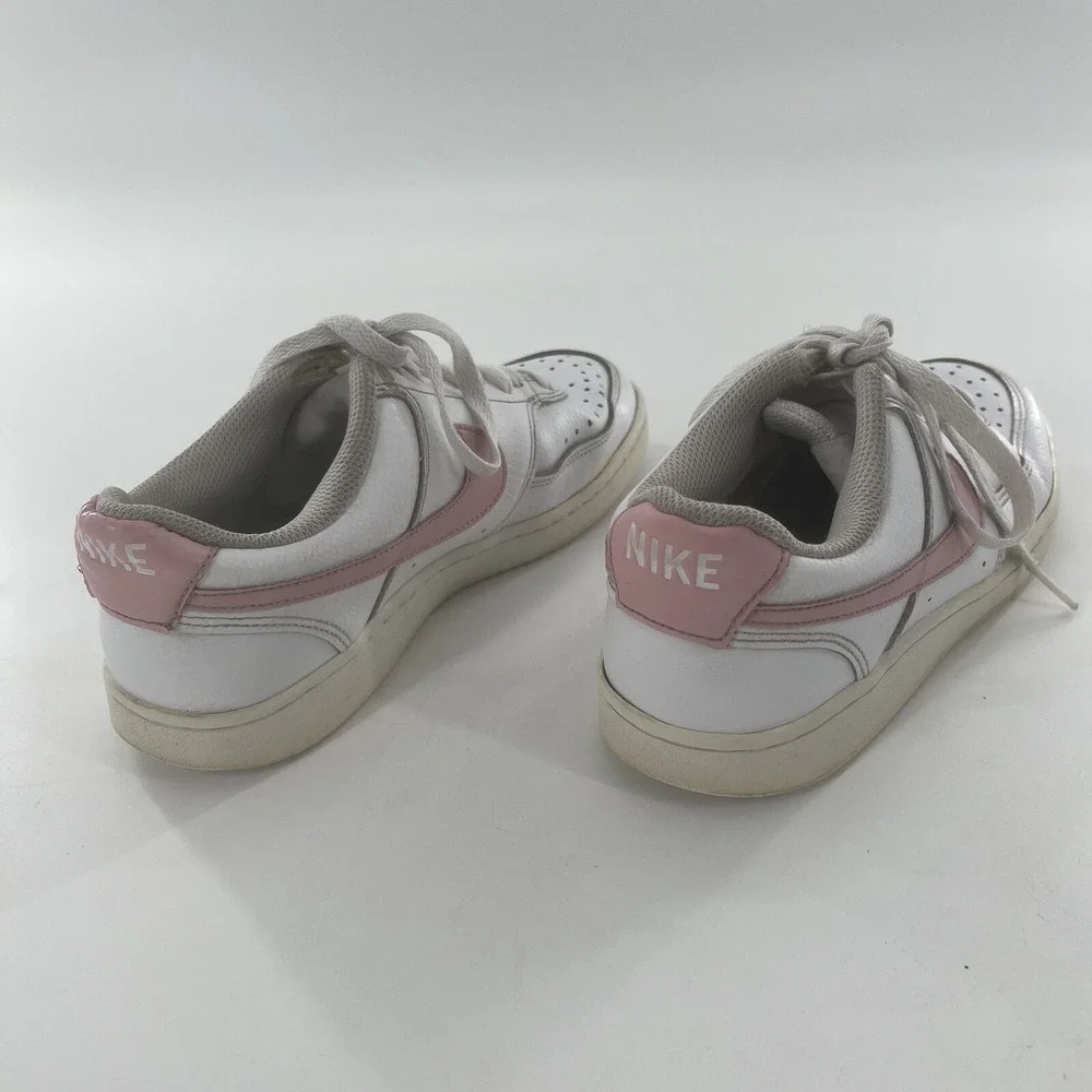 Nike Womens Court Vision Low 8 Leather Casual Shoe White Pink Swoosh‎ Sneaker